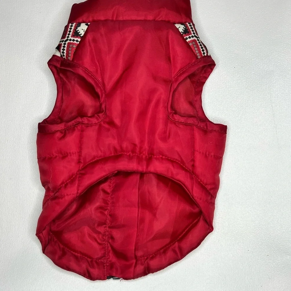 Top Paw Red Skull Fair Isle Print Dog Bomber Jacket - Size Small